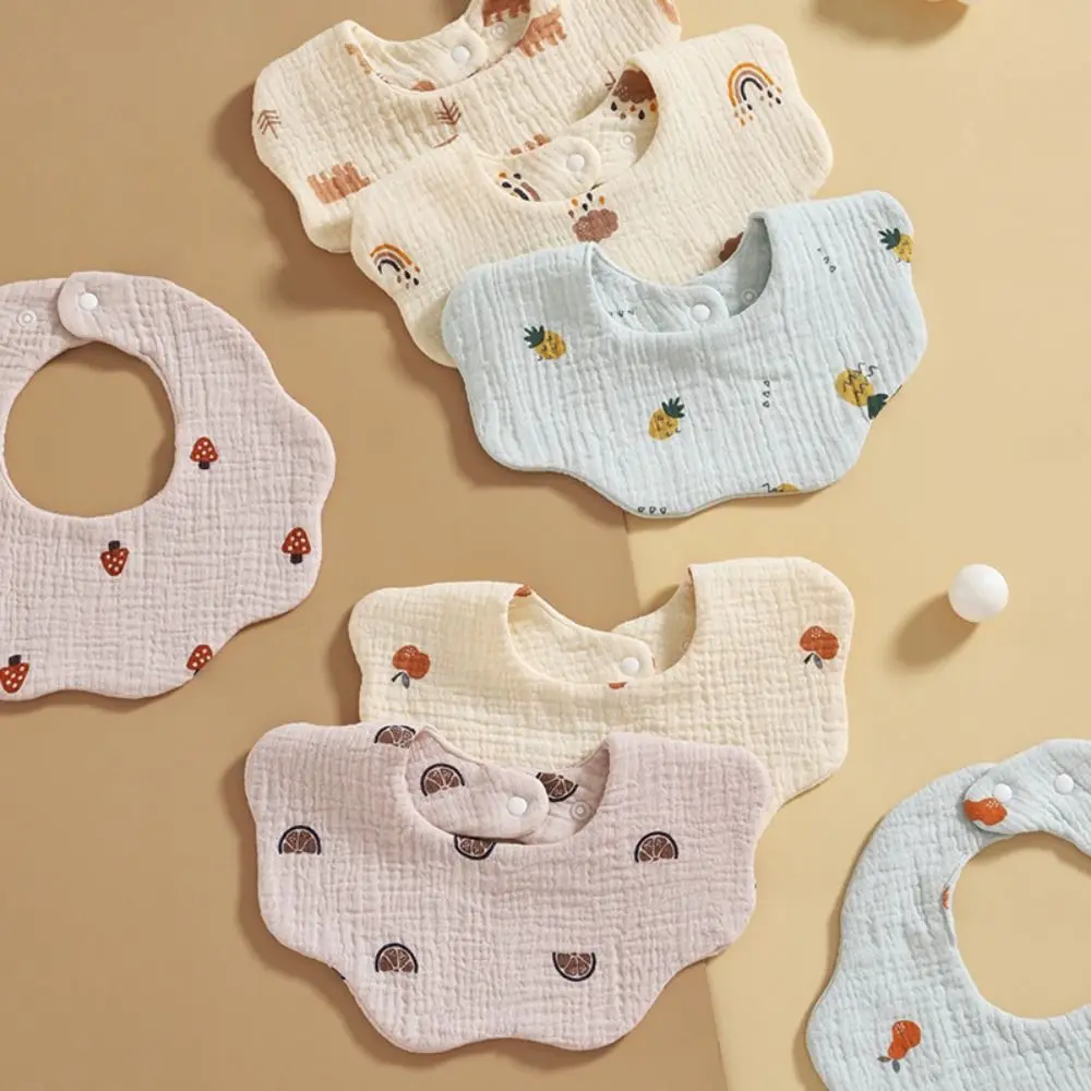

6 Layers of Gauze Baby Bib Soft and Comfortable Fluffy and Breathable Petal Bib Pure Cotton Adjustable Snap Fastener