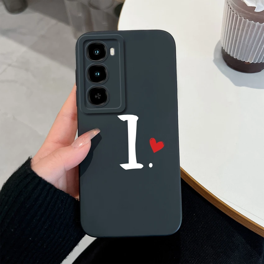 Cute Couple Letters Pattern Lens Protection Soft Silicone Advanced Anti-Fall Fingerprint Resistant Phone Case