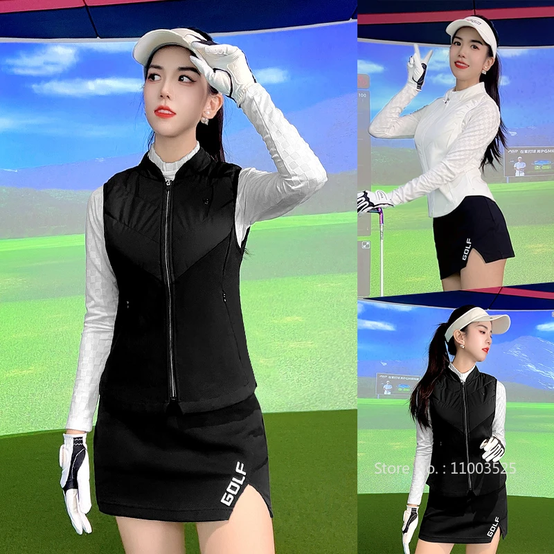 Pgm Golf Clothing 24 New Women Warm Windproof Vest Versatile Sleeveless Golf Jacket Ladies Windproof Thick Sports Waistcoat