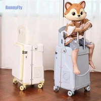 BunnyFly Children 20 Inch Carry-On Can Sit Lazy Luggage Travel Suitcase Girl Rolling Stroller Boarding Box Trolley Luggage 1