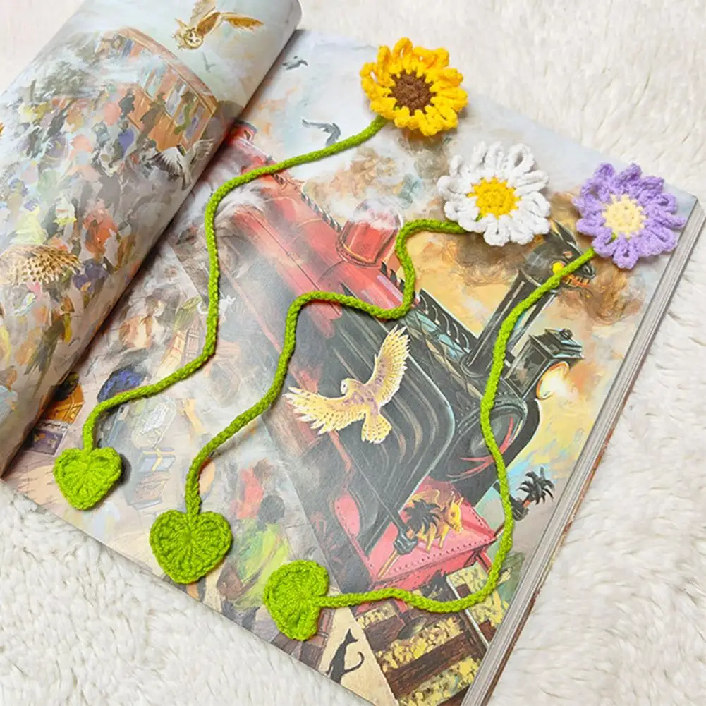 1/4/6Pcs 수제 크로 셰 뜨개질 꽃 책갈피 수공예 꽃 책 페이지 마커 독서 책 애호가 어린이 학생 여성 선물