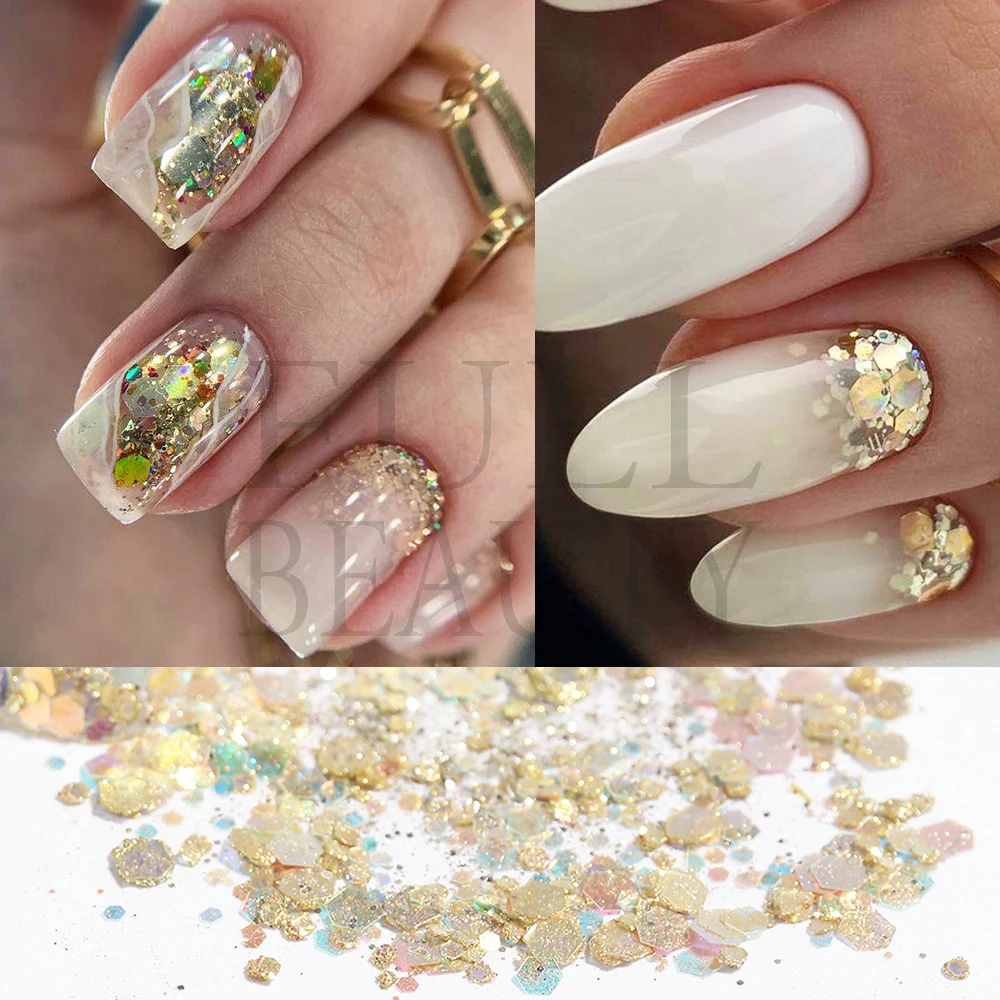 Holographic Hexagon Shape Chunky Nail Glitter Flakes Slices Manicure Nails  Arts