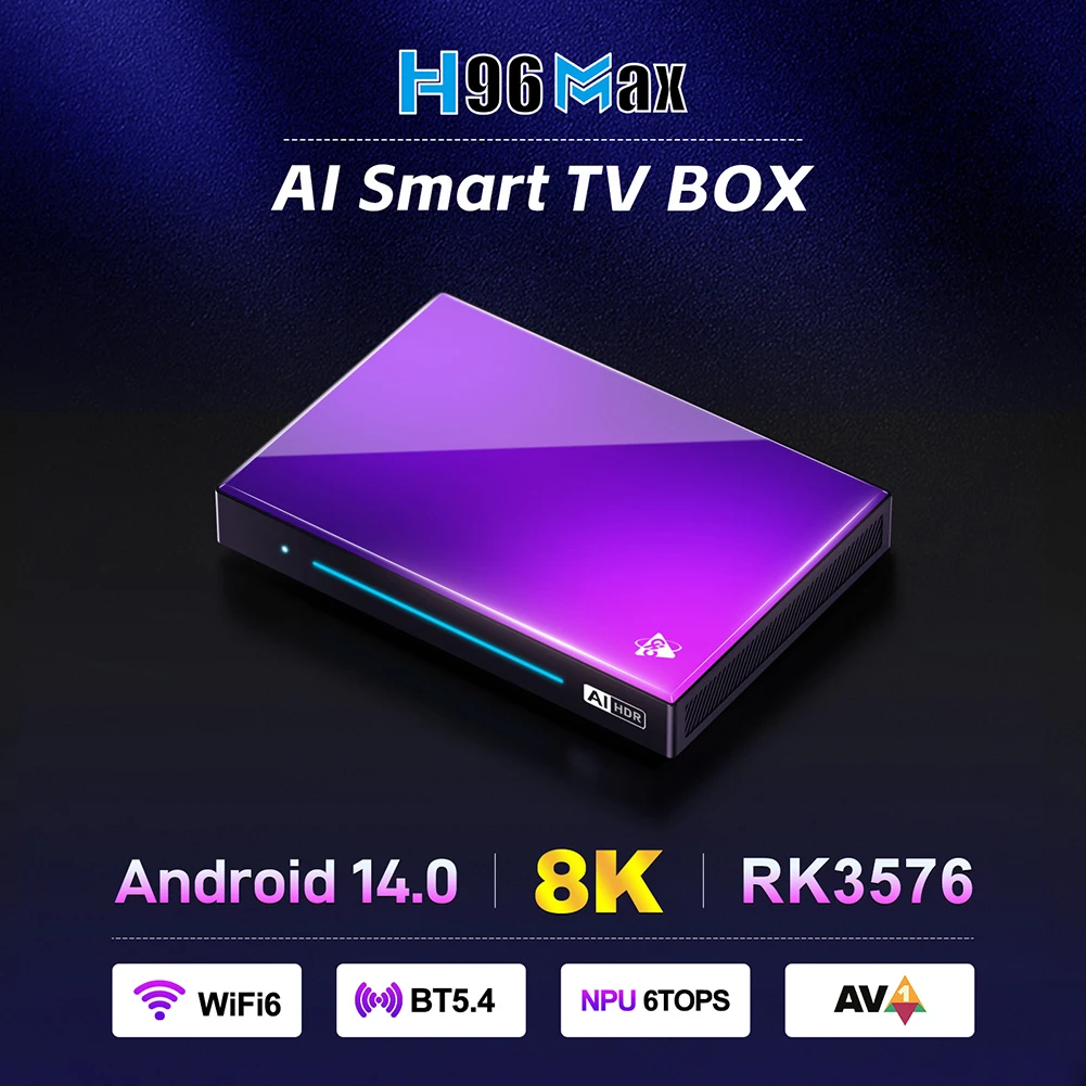 

HD медиаплеер для Android 14 RK3576 видео Set Top TV Box 8K с дистанционным управлением для Android TV Box WiFi6 BT5.4 AV1 1000M LAN