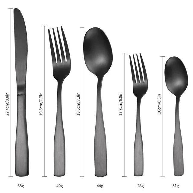 3-Piece Matte Black Flatware Set