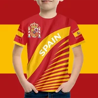 Vêtements pour garçons drapeau espagnol graphique T-Shirt Vintage décontracté à manches courtes enfants vêtements 2-14Y été en plein air espagnol enfant haut T-Shirt 1