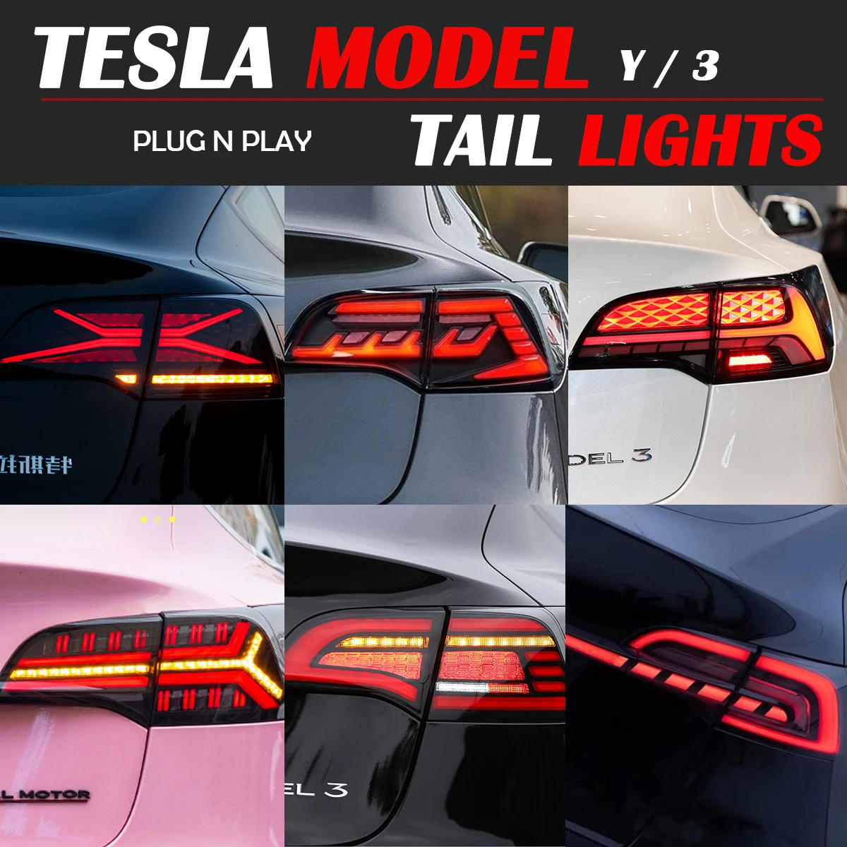 

Car Accessory Full LED Rear Tail Lamps For Tesla Model 3 Model Y 2017-2022 Modified Taillights Assembly Dynamic DRL