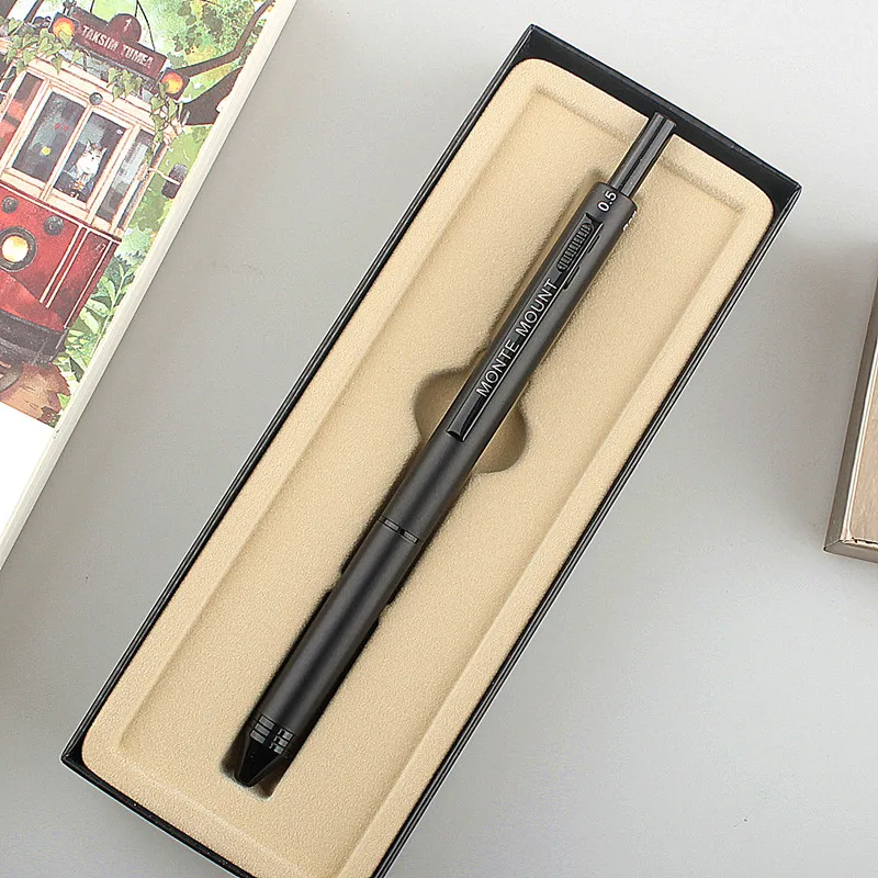 

4 In1 Multicolor Ballpoint Pen Gravity Sensing 3 Color Pen and Mechanical Pencil Lead Black Silver Red Blue Metal Pen Stationery