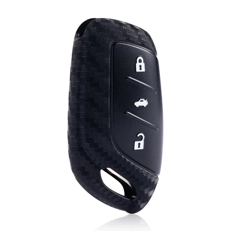 Carbon Fiber Style Silicone Car Key Cover Case