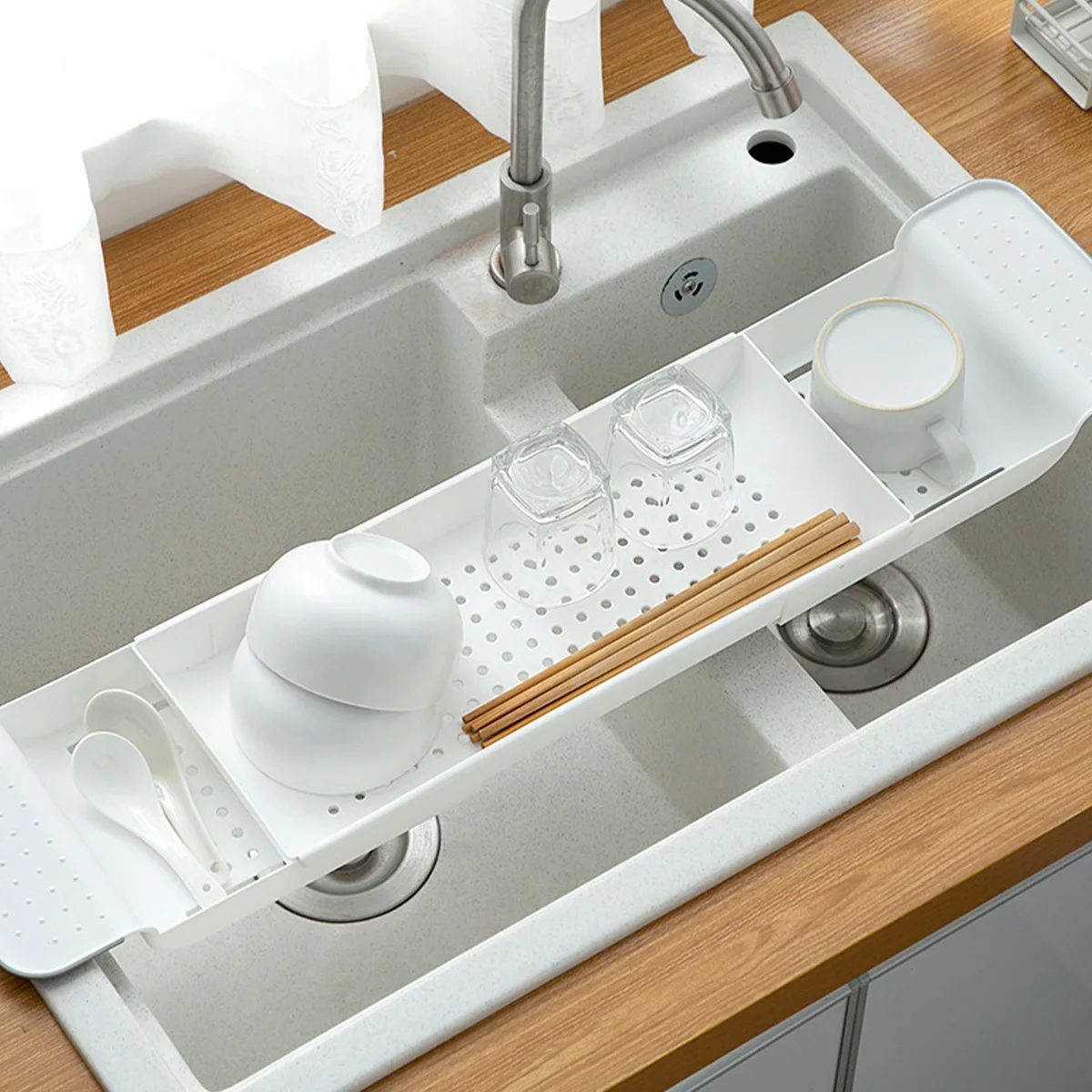 Bathtub Tray Expandable Drain Bathtub Shelf Multifunctional Storage Rack Detachable Adjustable Rack Plastic