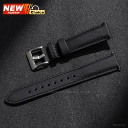 Versatile Canvas Nylon Waterproof Smart Watch Strap in Various Sizes - 22mm (Black)