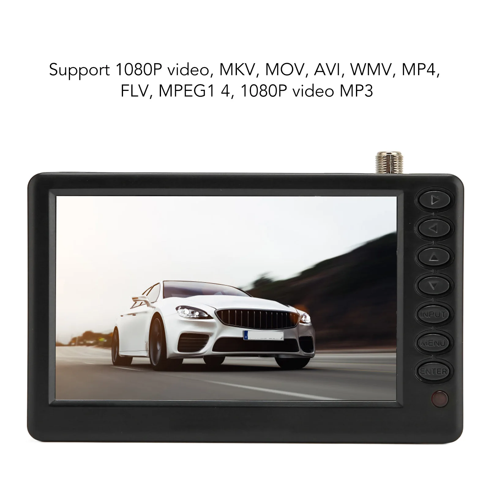 LEADSTAR 5In Mini Digital Car TV ISDB T Multiple Interface High Sensitivity Rechargeable Portable LED TV US Plug 110‑220V