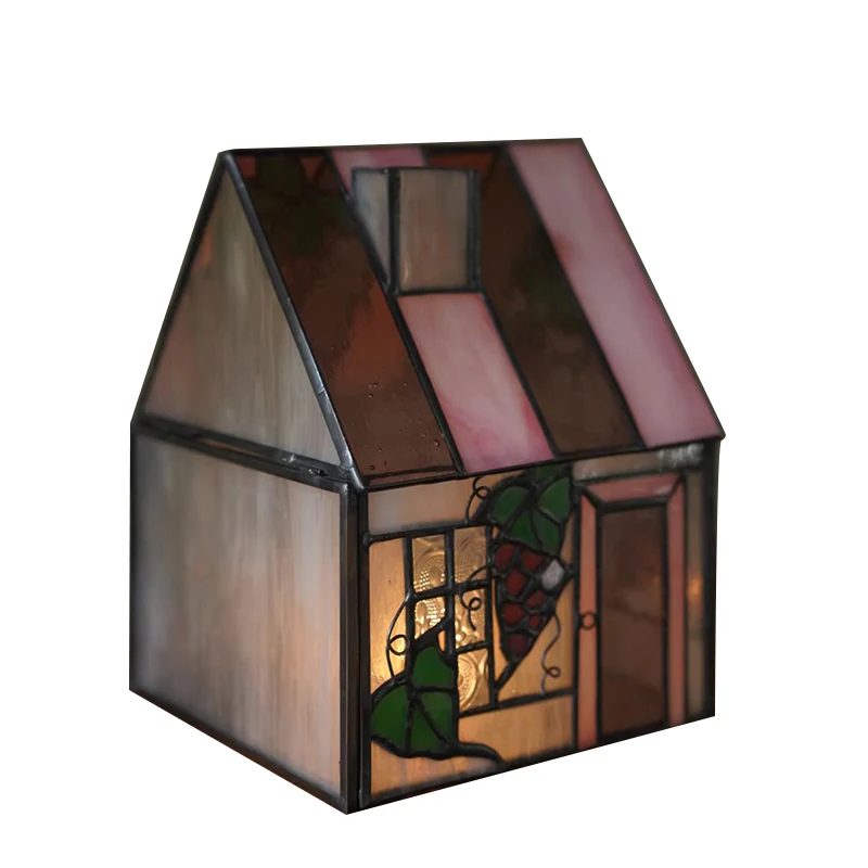 Grape Cottage Fairy Tale Town Series Tiffany Glass Living Room Bedroom Aromatherapy Stove Mosquito Incense House 8