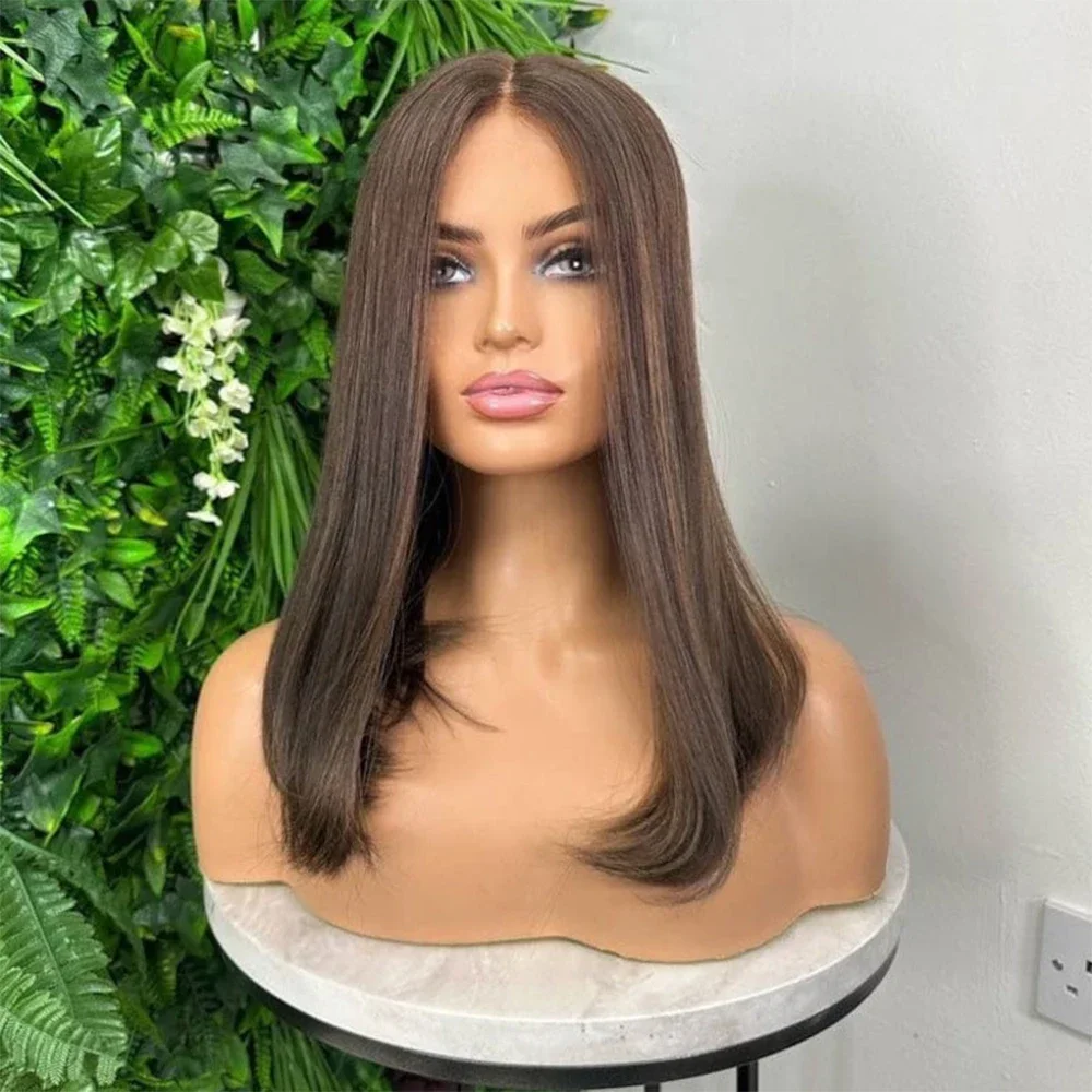 Short Bob Brown Long 5x5 Silk Base Straight Jewish Human BabyHair HD Lace European Hair Preplucked Glueless Daily Wear Wig