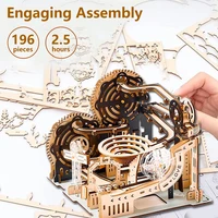 DIY Assemble 3D Wooden Puzzle Marble Run Set - Mechanical Model Building Kits for Adult Kids - STEAM Educational Toys and Gifts 2
