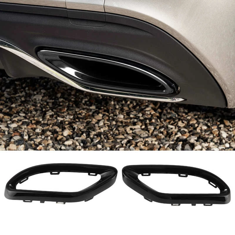 Gloss Black Exhaust Tip Tail Pipe Cover Trims Replacement For Mercedes