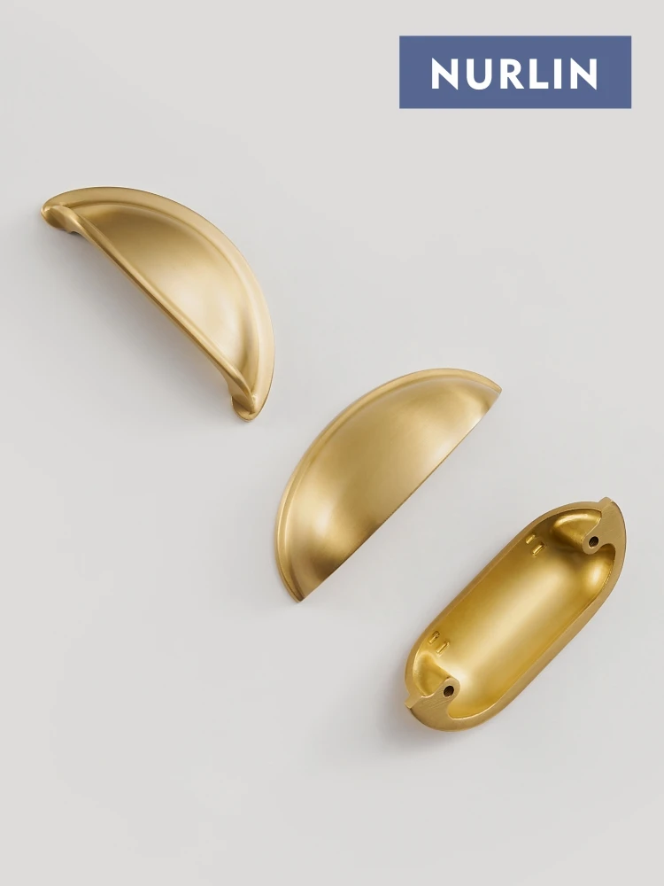 Nurlin Brass Cup Shape Pull Handle Cabinet Drawer Handles Vintage Pastoral Knobs cabinet handles