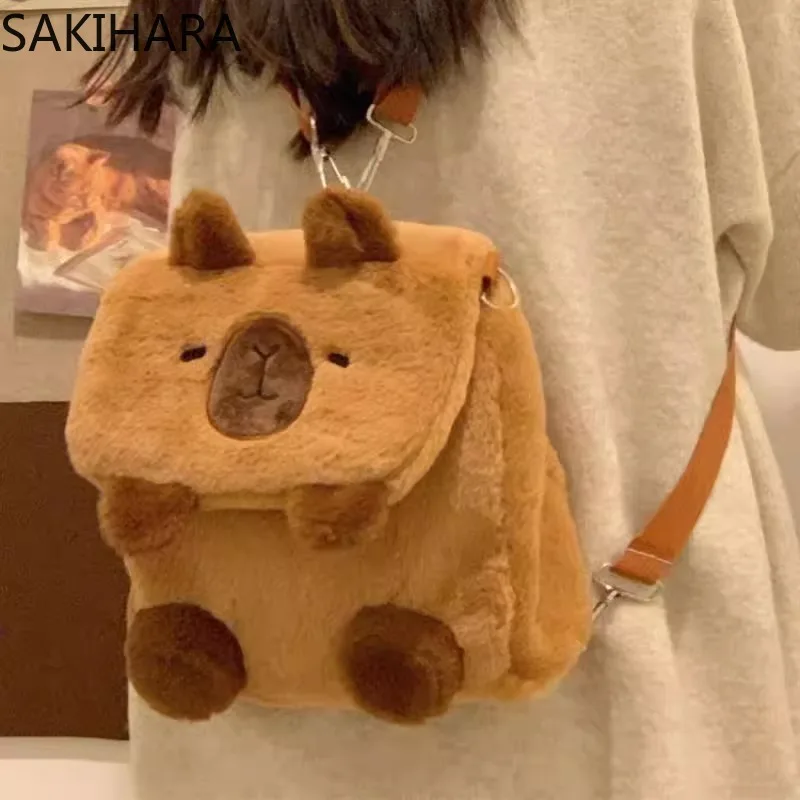 Sacs à dos moelleux pour étudiants, sacs à bandoulière de dessin animé Kawaii All Match, sac de créateur de mode décontracté mignon, sac de voyage lancé