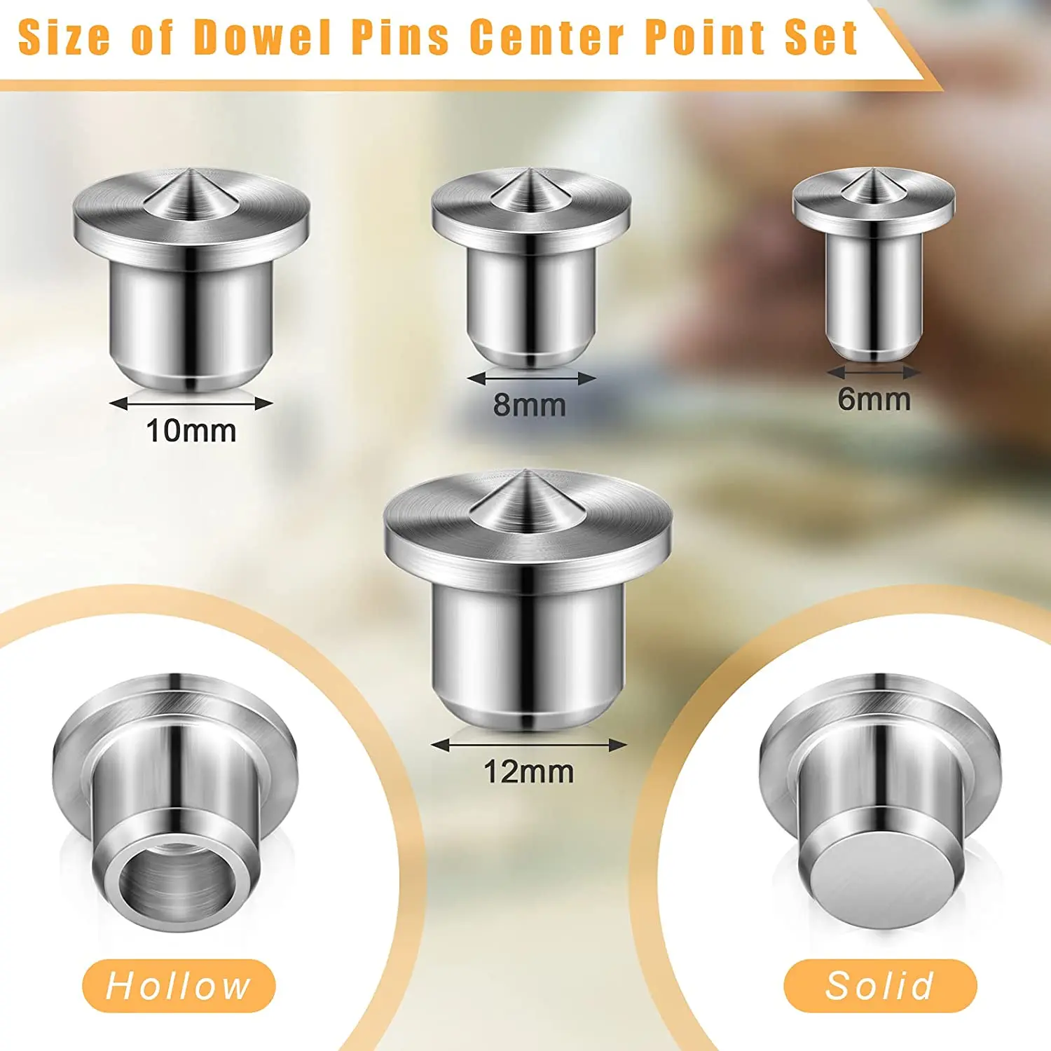 4Pcs Dowel Tenon Center Set Woodworking Top Locator Roundwood Punch Wooden Furniture Centering Point Drilling