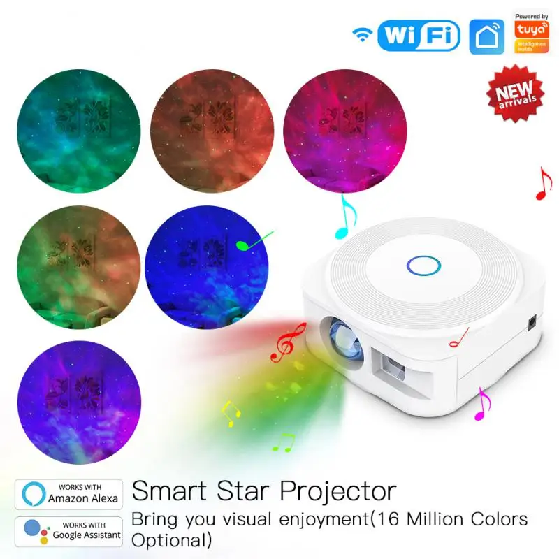 

Tuya WIFI Smart Starry Sky Projector Lamp Galaxy Ocean Wave Night Light Projector Music Light Decor Work With Alexa Google Home