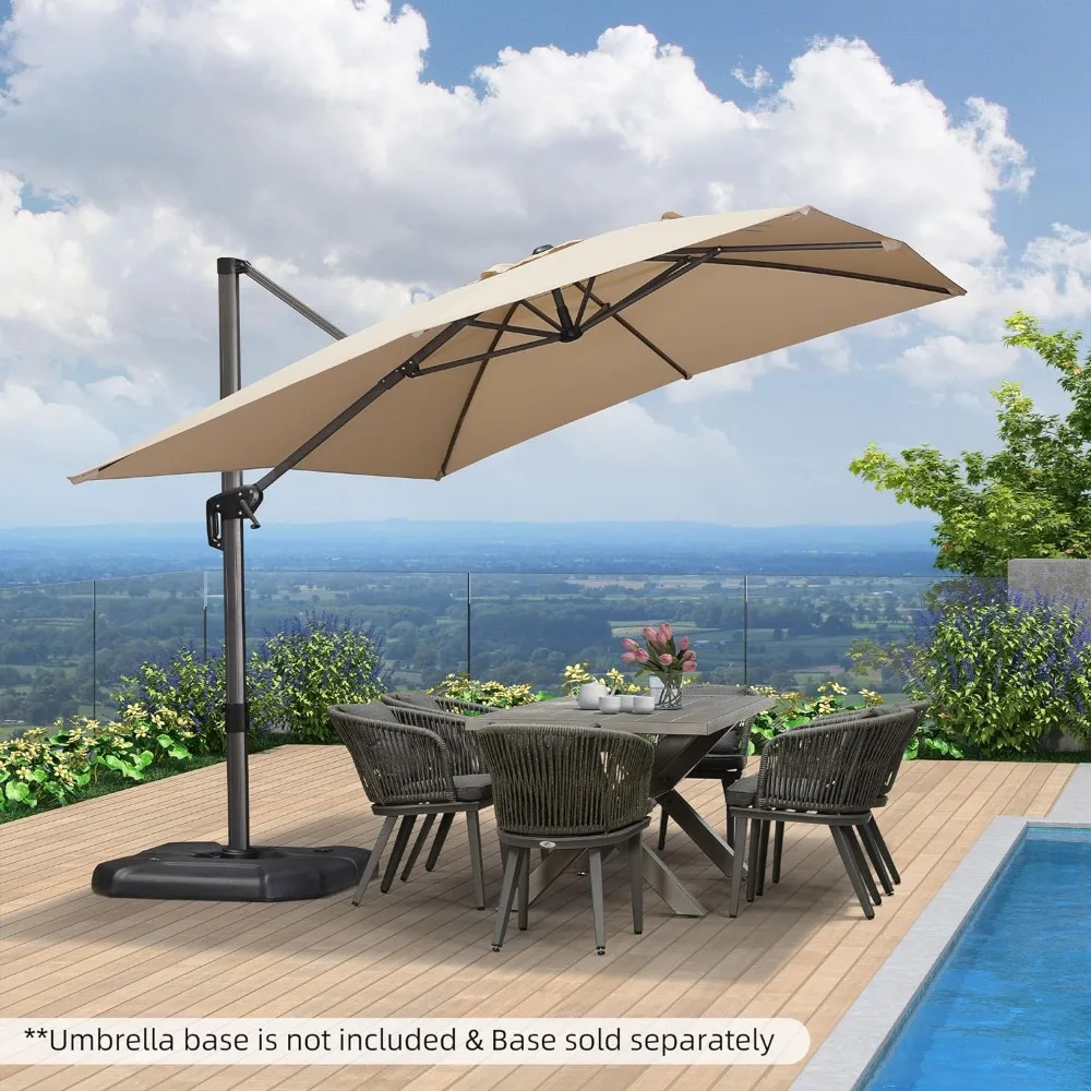 Patio Umbrella Outdoor Cantilever Rectangle Umbrella Aluminum Offset with 360-degree Rotation for Garden Deck PoolPatio