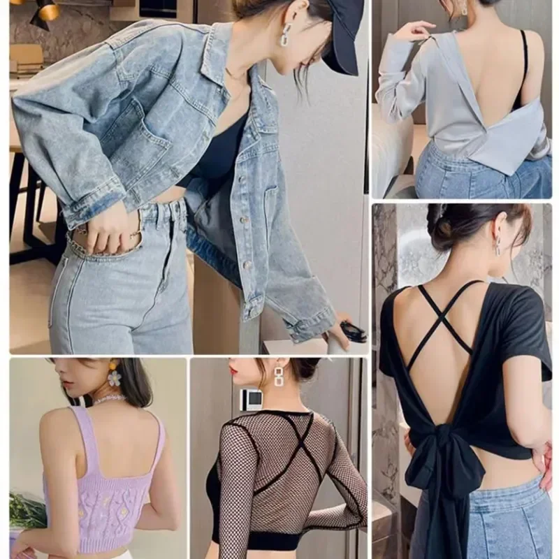 

Small Seamless Strapless Section Large Sling Chest Underwear Backless Bra Beautiful Sexy Back Thin U-shaped Gathered Women's