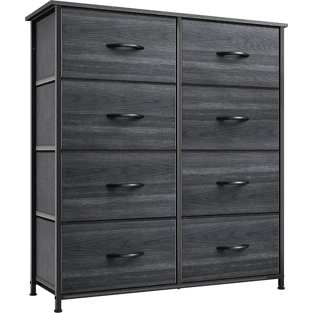 

Dresser with 8 Drawers - Fabric Storage Tower, Organizer Unit for Bedroom, Hallway, Charcoal Black Wood Grain