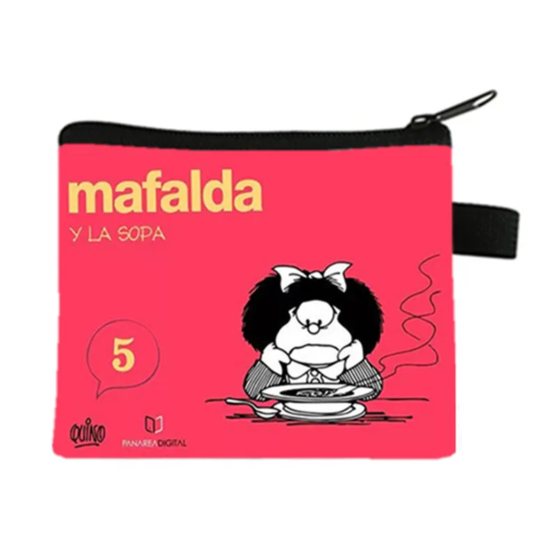 Mafalda anime kreslený humoristický plátna devizy měšec plátna sáček malý sáček šifrovací klíč sáček úložný sáček karta sáček kreslený devizy sáček karta držák