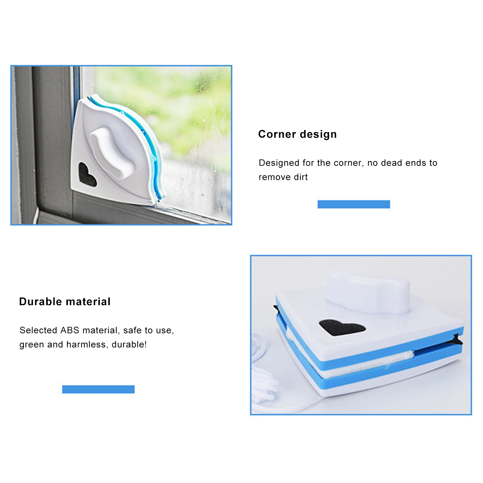 Magnetic Window Cleaner Window Cleaning Brush Window Cleaner Triangular Magnet Glass Cleaner Window Wiper Triangular Magnet Wiper Glasses