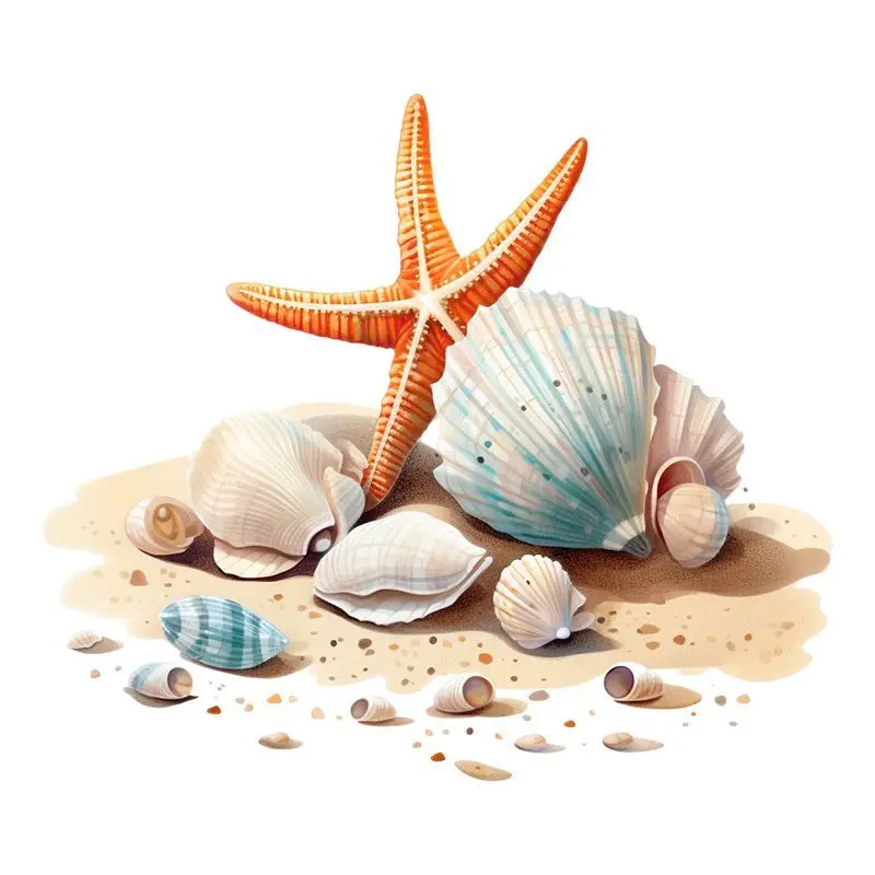 Ocean Beach Pearl Shell Wall Sticker Bathroom Toilet Living Room Cabinet Home Decoration wall sticker