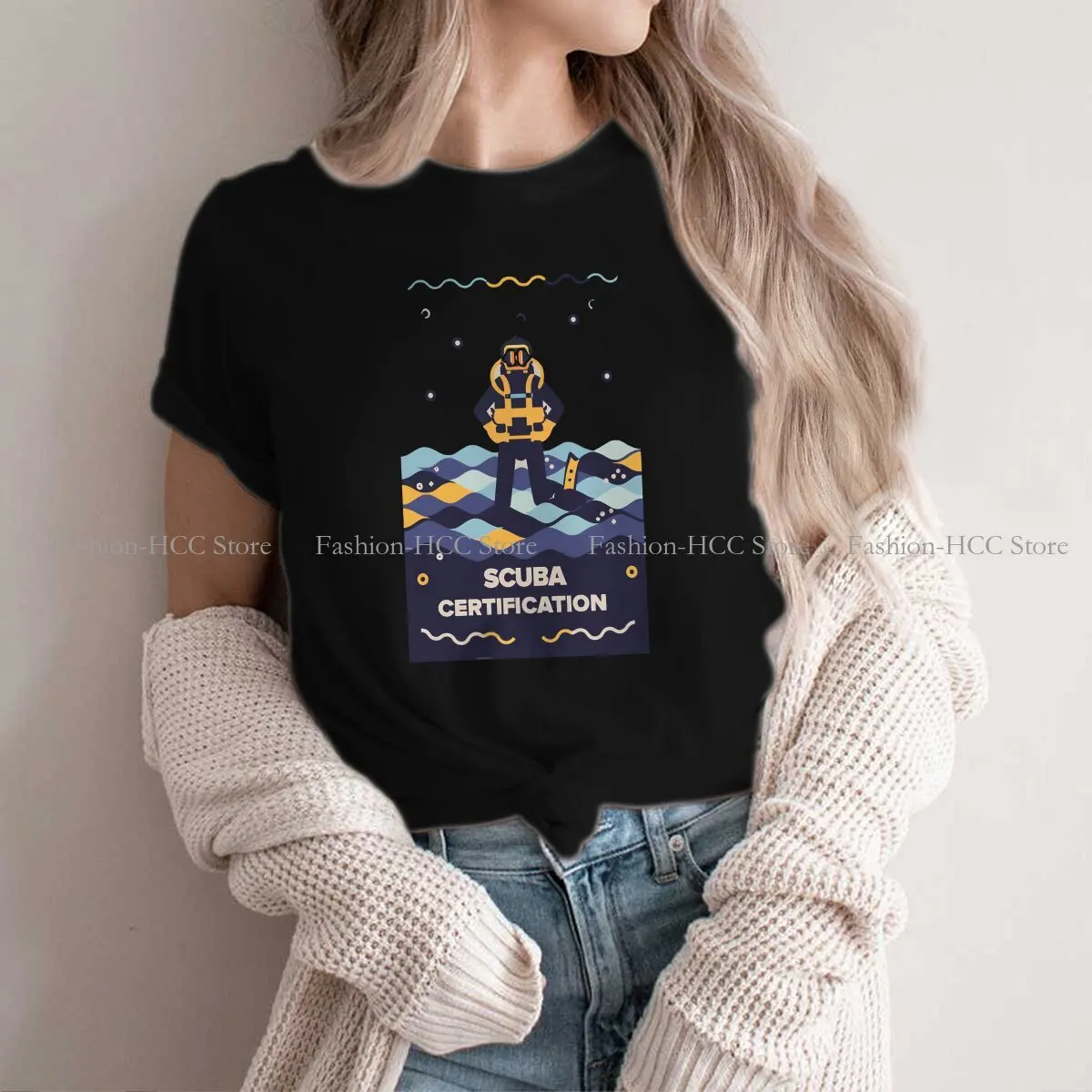 

SCUBA DIVER DIVING UNDERWATER O Neck Polyester TShirt Dive Diving Original T Shirt Women Clothes