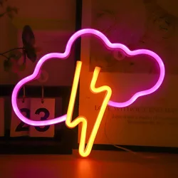 Whimsical LED Neon Cloud Light - Battery/USB Operated for Kids' Room and Party Decor (Pink warm)