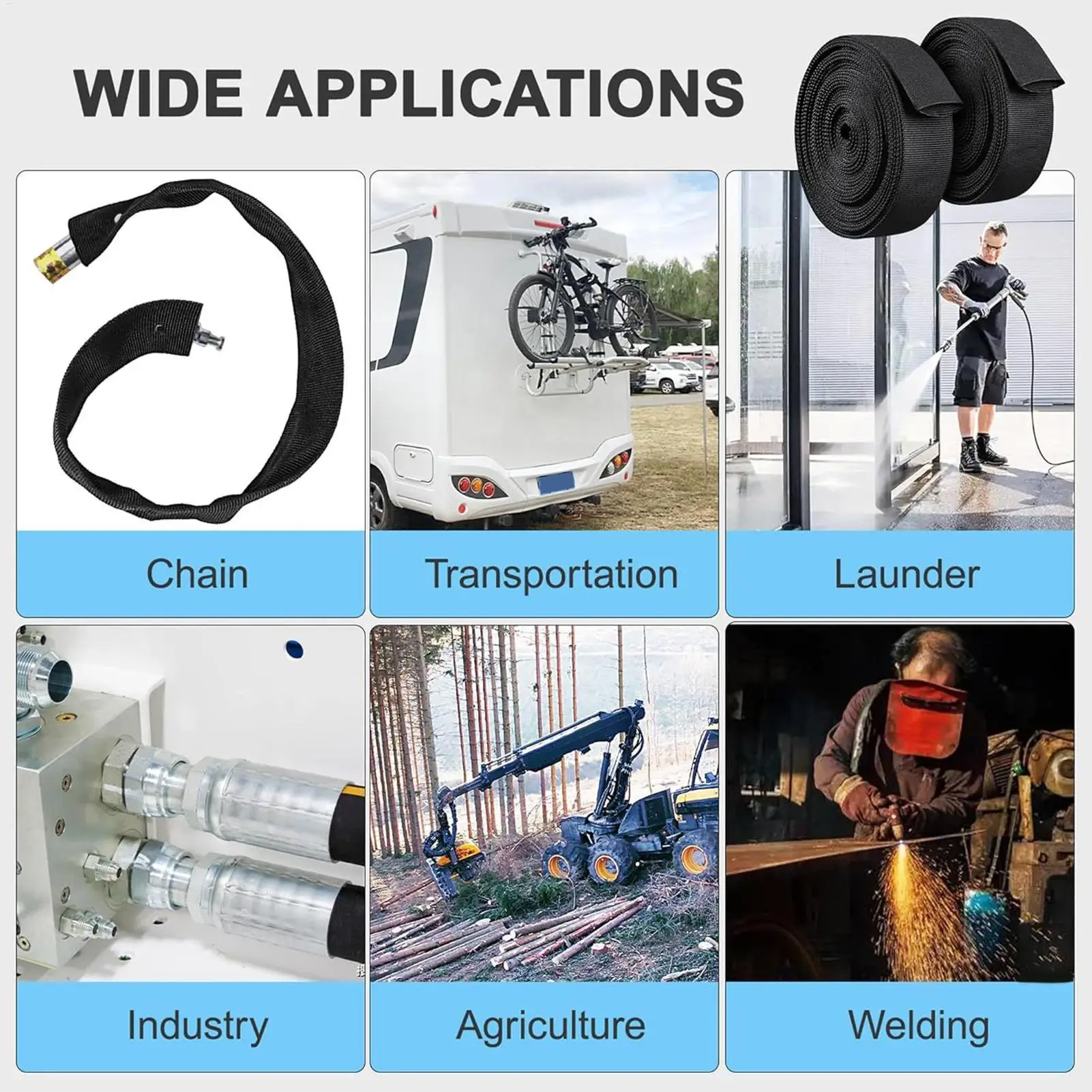 Hose Protector Nylon Hose Protection Anti-Fire Cutting Wire Sheath Wrap for HVAC Conditioning Industry Maintenance Automotive