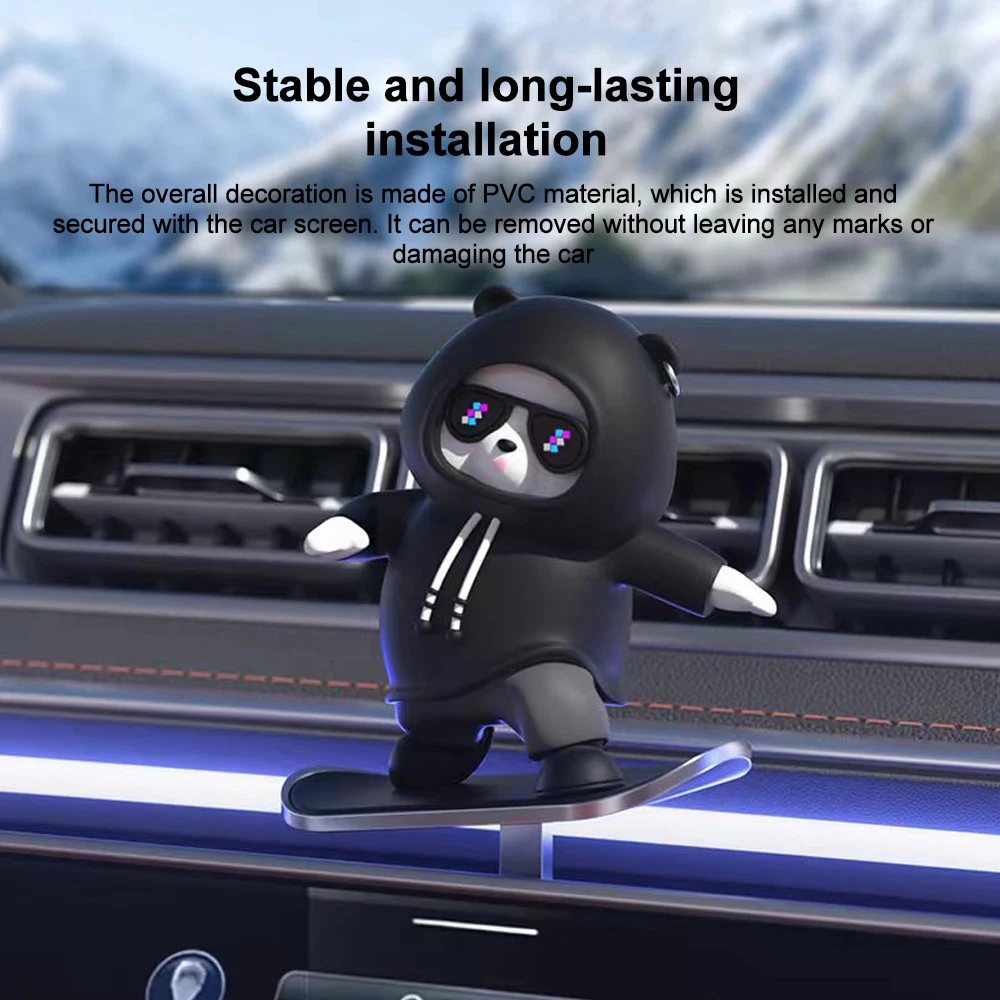 Car Center Console Mini Sliding Bear Decoration