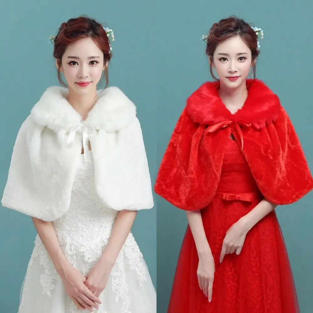 Fur White Wedding Jackets Bridal Wrap Wedding Accessories Elegant Wedding Bridal Shawl  Wrap Fur Shawl Winter Cape