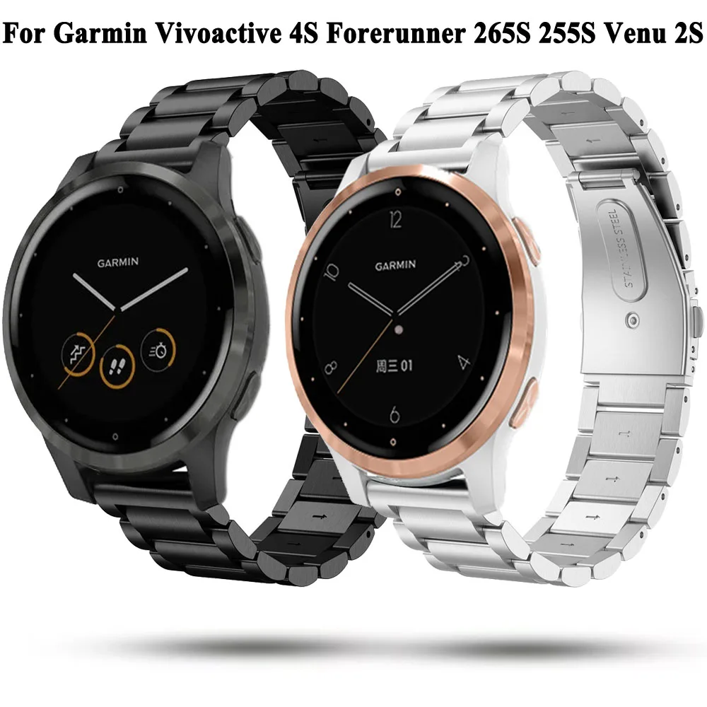 

Для Garmin Vivoactive 4S металлический ремешок из нержавеющей стали для Forerunner 255S 265S CAME 2S Смарт-часы браслет ремешок