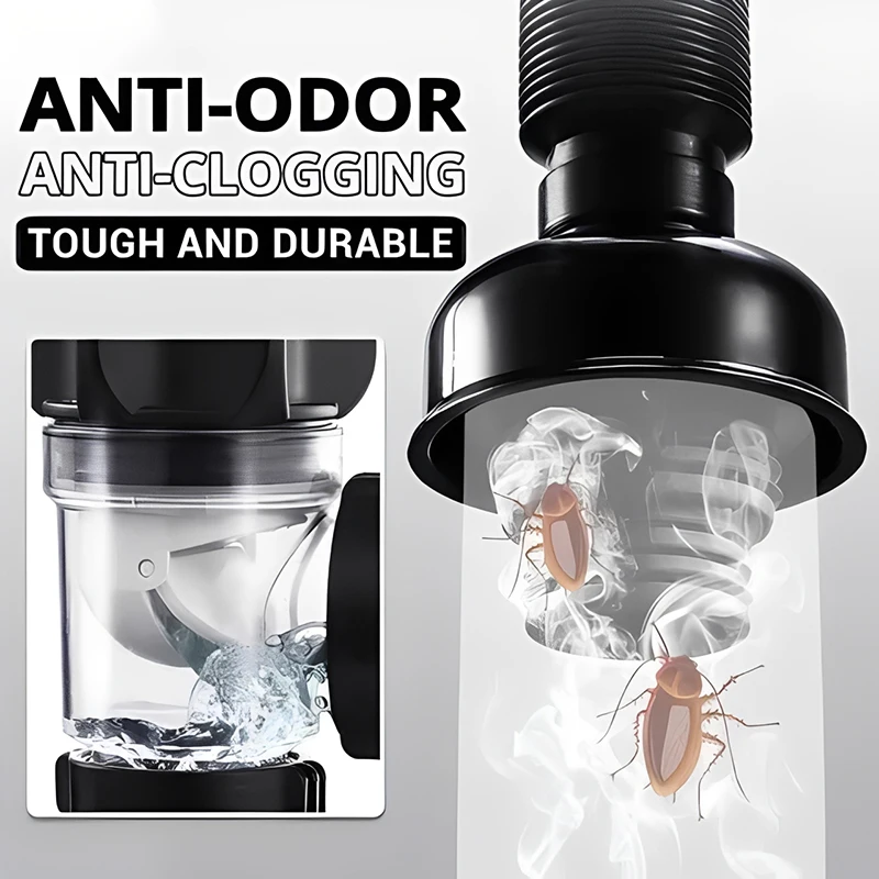 Retractable Flip-Top Drain Pipe Set with Anti-Odor and Clog Prevention Features