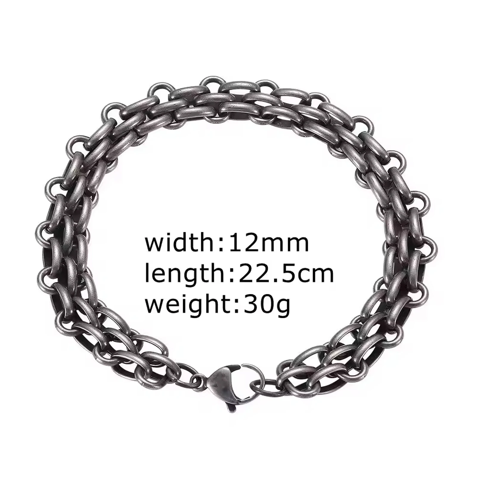 Handmade Vintage Black Stainless Steel Motorcycle  Chain Link Wire Bracelets Unisex