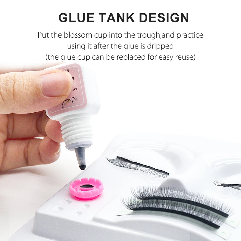 3In1 Eyelash Extension Practice Tray Flat Head Eyelashes Palette Glue Gasket Lashes Holder Training Display Makeup