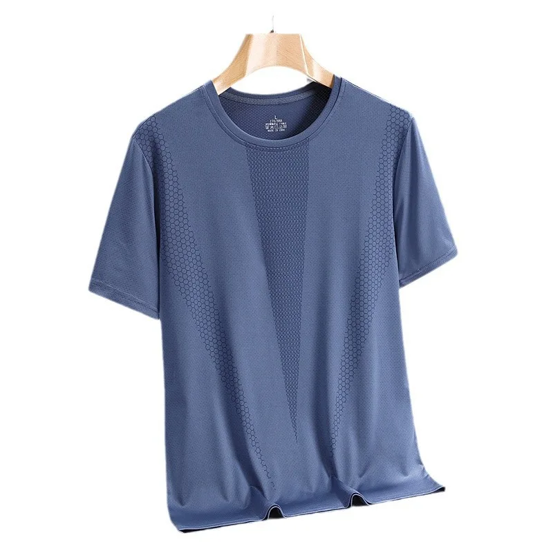 Men's Short-Sleeved T-Shirt Pajamas Tops Men's Summer Thin Casual Ice Silk Half-Sleeved Body Shirts Ice Feeling Tops
