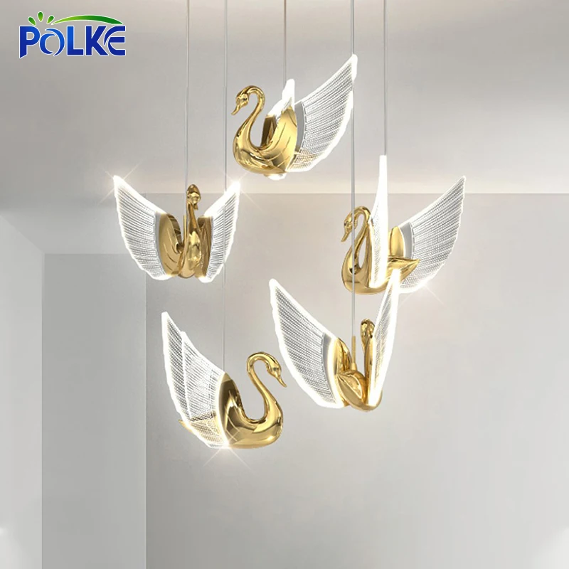 

LED Pendant Lamp Creative Swan Lighting Bedroom Bedside Acrylic Chandelier Indoor Restaurant Bar Home Decors Pendant Lights