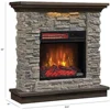 Wall Mantel Electric Fireplace with Remote Control, Smoky Gray Stone 2