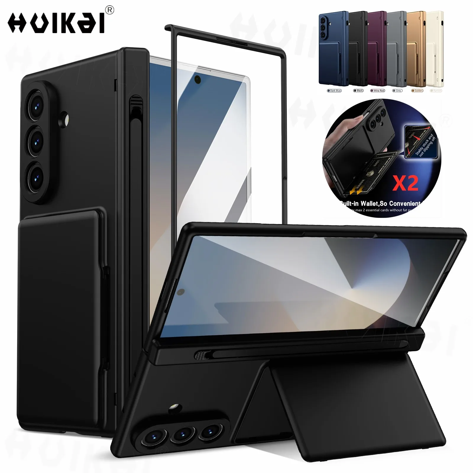 Premium Protective Wallet Case with Kickstand, Pen Slot & Glass Screen Protector