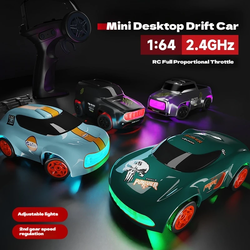 1:64 Mini Desktop Remote Control Car Rc Four-Wheel Drive High-Speed Drift Racing Toy Children'S Christmas Gift Boy Sports Car 3