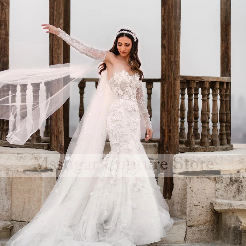 

2024 Sweetheart Mermaid Wedding Dresses Lace Appliques Elegant Bridal Gowns Custom Made Plus Size Vestido De Noiva
