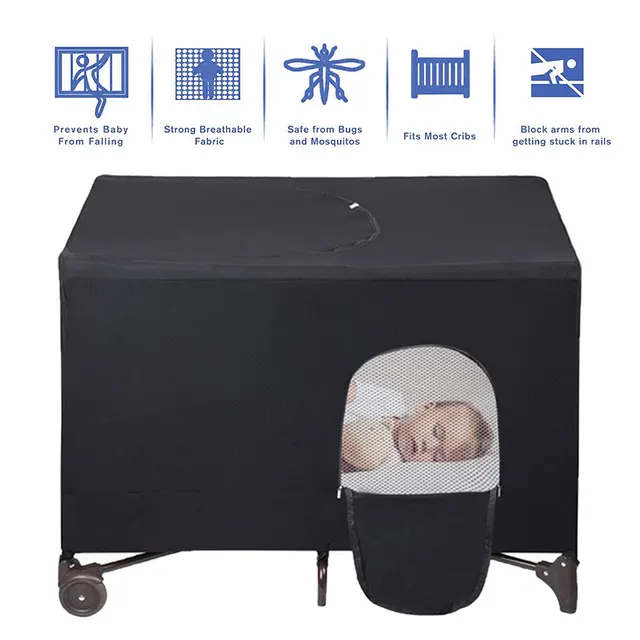 CPull-Juste Extensible et Respirante pour Lit de Bébé, Accessoire Portable, Occultant, de Sécurité, Compact, de Voyage, de Couchage, Tente, Rideau Pare-Soleil 6
