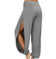 Women Fashion Yoga Pants High Waisted Slit Wide Leg Haren Pants Gym Leggings Casual Solid Hollow Workout Trousers Gym Home Wear - Image 5