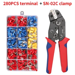 Enhanced Wire Crimping Tool Set with Electrical Connectors and Terminal Assortment Kit (SN-02C 280PCSPIN)