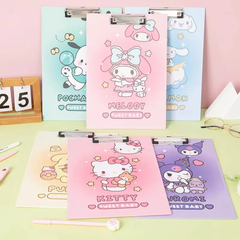 

Kawaii Sanrio Cunnamoroll Hellokittys Mymelody Anime Cartoon A4 Folder Board Holder Cute Kuromi Student Writing Pad Girl Gift