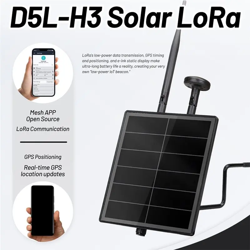 【공개】D5L H3 Meshtasic 태양광 발전 Heltec Lora 32 V4 ESP32 GPS 안테나 포함 Lora Wifi 블루투스 저전력 태양광 메시 915M