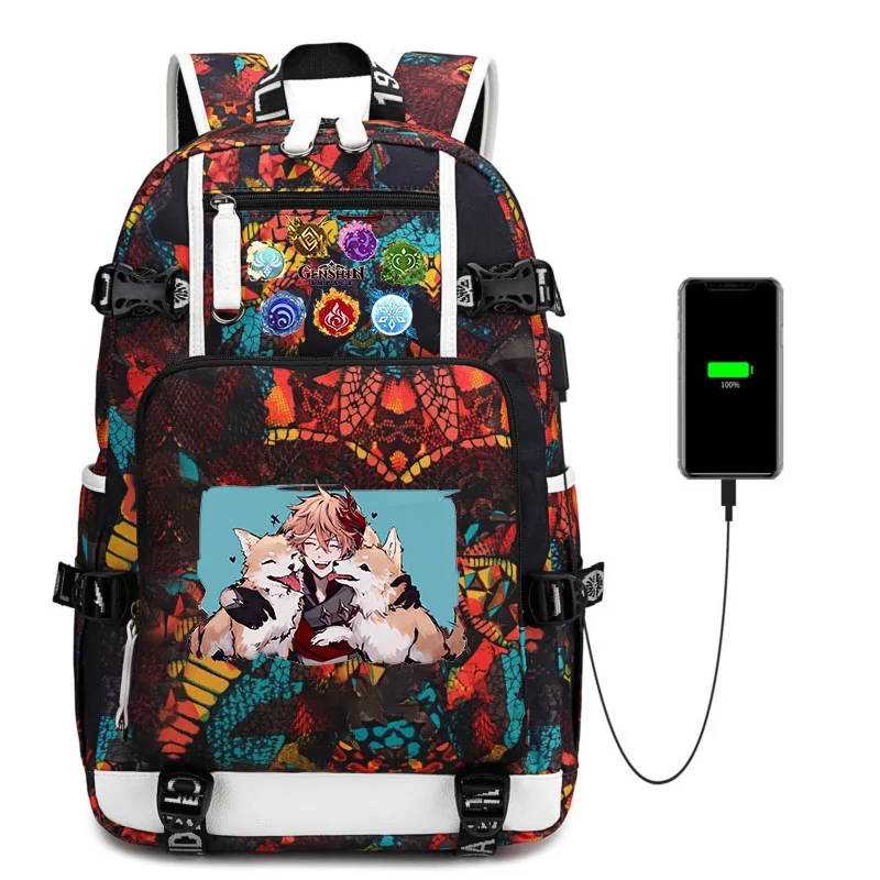 

Genshin Impact Casual Backpack Kids Backpack Animated Printing Backpack Outdoor Travel Bag Teen Student School Bag
